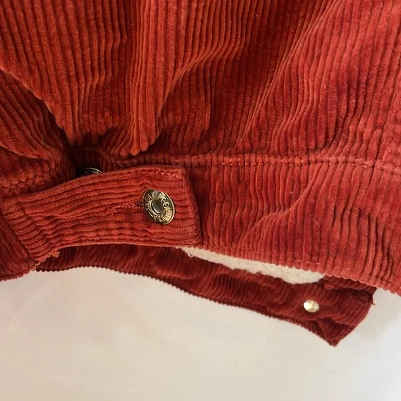 Sneak peek jacket rust corduroy Sherpa style lined coat size medium side pocket - Picture 9 of 14